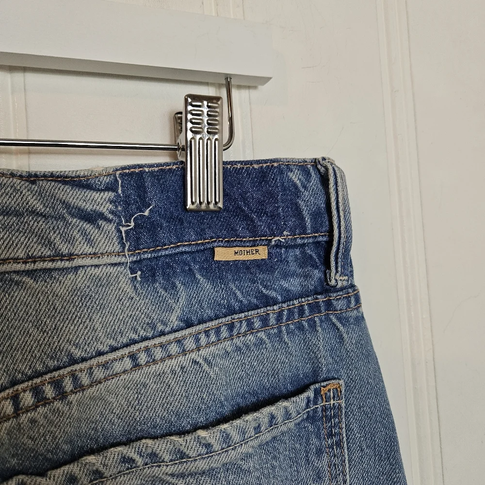 MOTHER Maxi Denim Skirt Womens Sz 29 Blue Denim Ditcher Maxi Fray Slit Rodeo - Picture 11 of 16